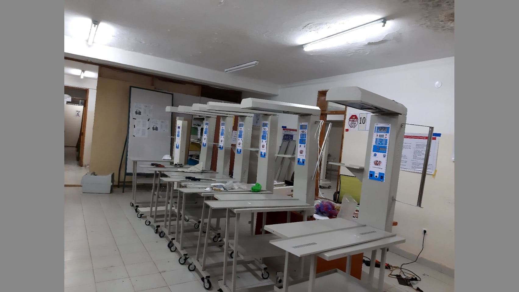 Infant radiant warmers under assembly at Simbona's facility